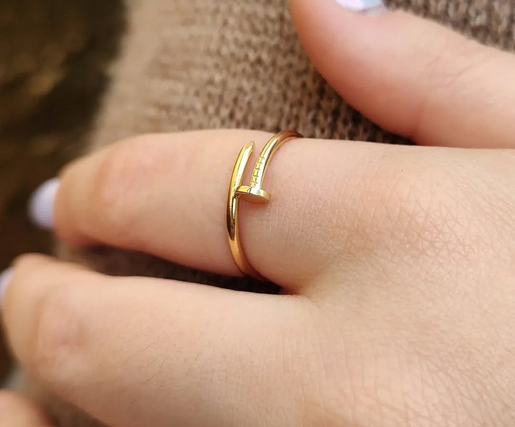 Anel Prego Dourado - Aço