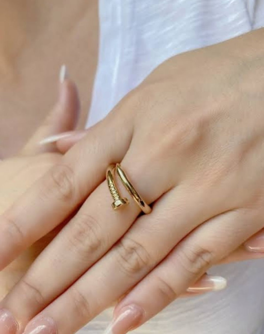 Anel Prego Dourado - Aço