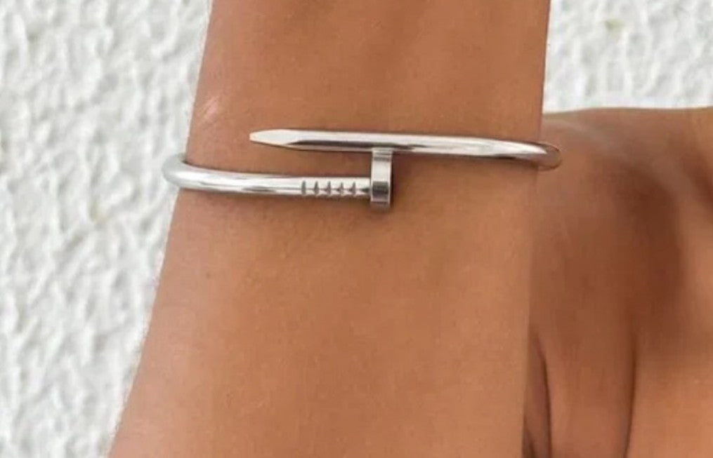 Bracelete Prego Prateado - Aço