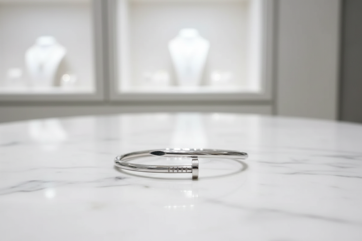 Bracelete Prego Prateado - Aço