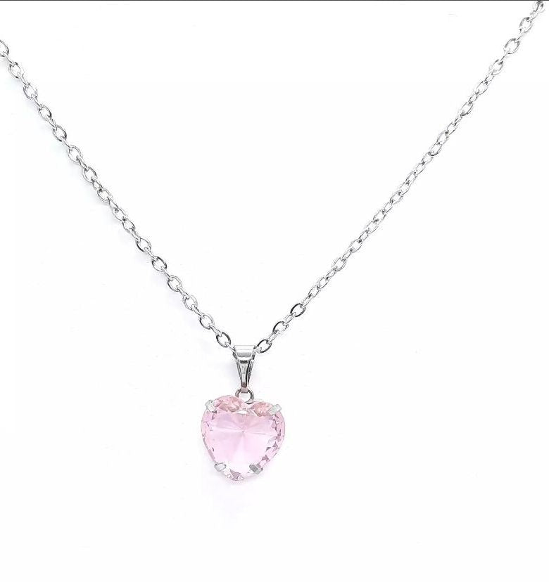 Colar Coração Rosa