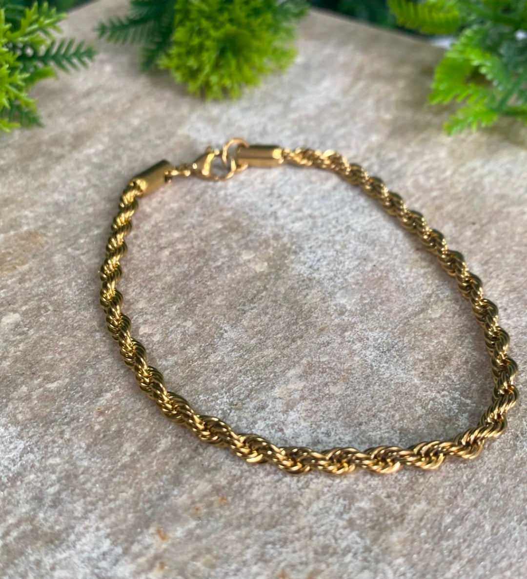 Pulseira Cordão Baiano Dourado - Aço